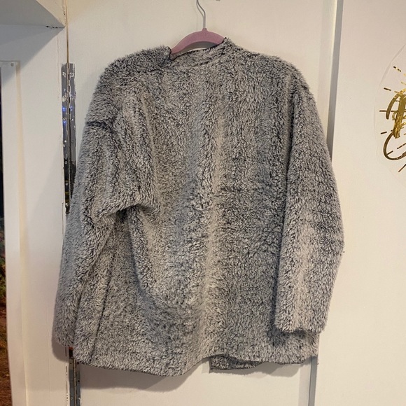 Fluffy Gray and Black Cardigan - Picture 2 of 3